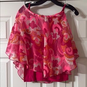 Justice Pink Asymmetrical Ruffled Blouse